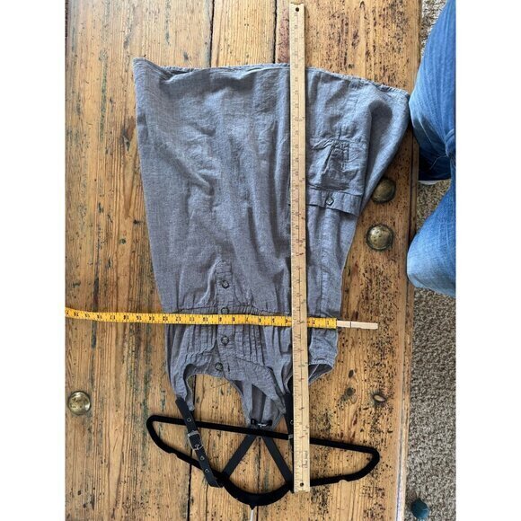 Papaya Women's Gray Dress Size S mini dress sleeveless overalls button cotton - Picture 7 of 7